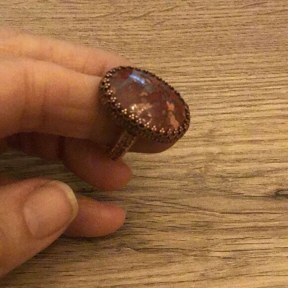 Ring, Agate and Copper Ring, Natural Stone, size 8, Handmade, Artisan, Statement - Picture 4 of 9
